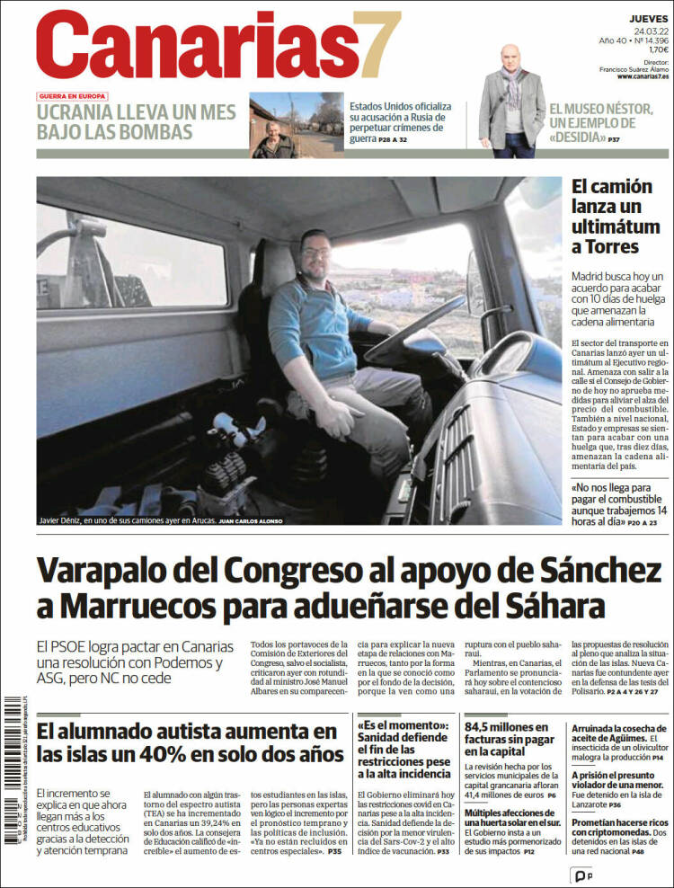 Portada de Canarias 7 (España)