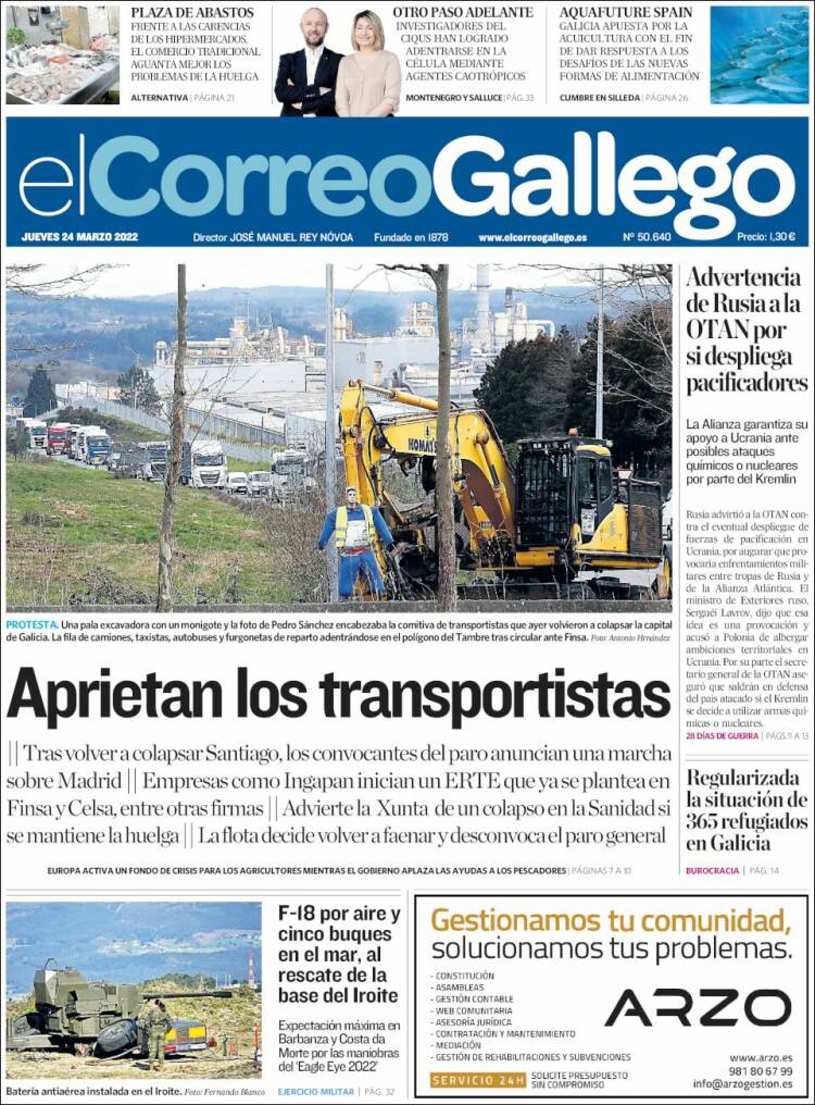 Portada de El Correo Gallego (España)