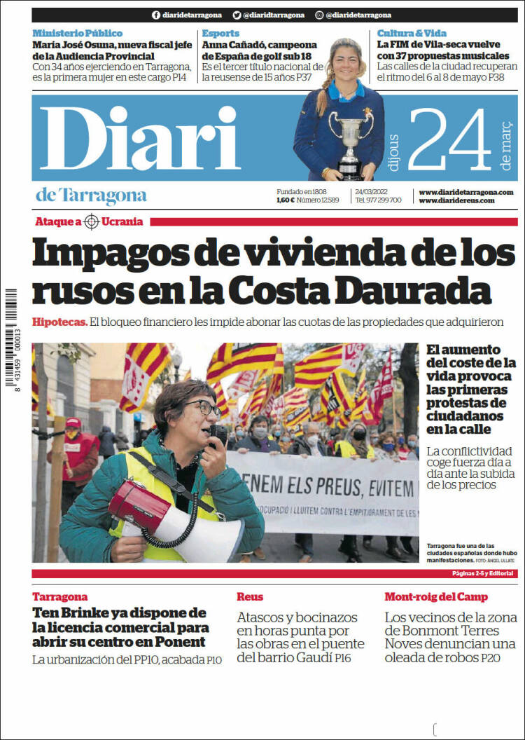 Portada de Diari de Tarragona (Spain)