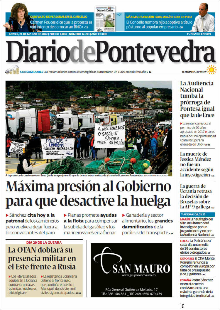 Portada de Diario de Pontevedra (España)