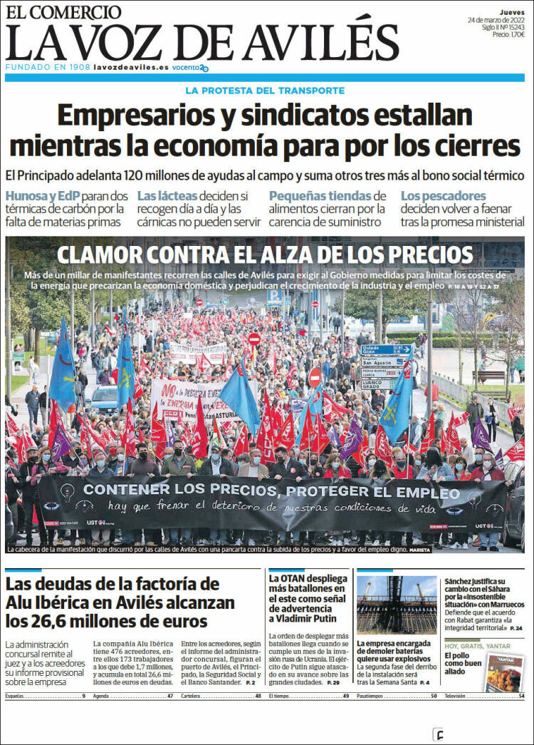 Portada de El Comercio - Avilés (España)