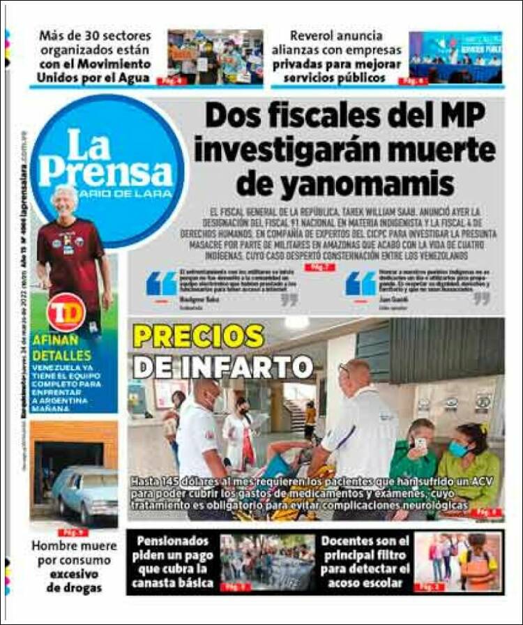 Portada de La Prensa de Lara (Venezuela)