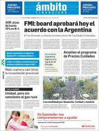 Portada de Diario Ambito Financiero (Argentina)