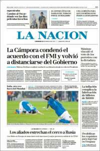 Portada de La Nación (Argentina)