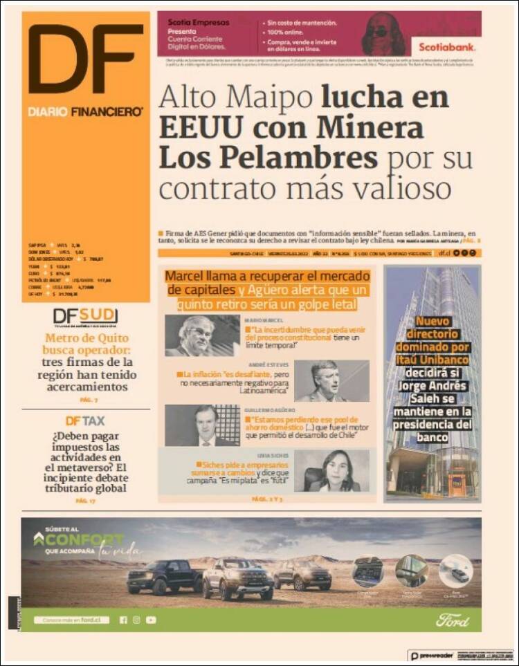 Portada de Diario Financiero (Chile)