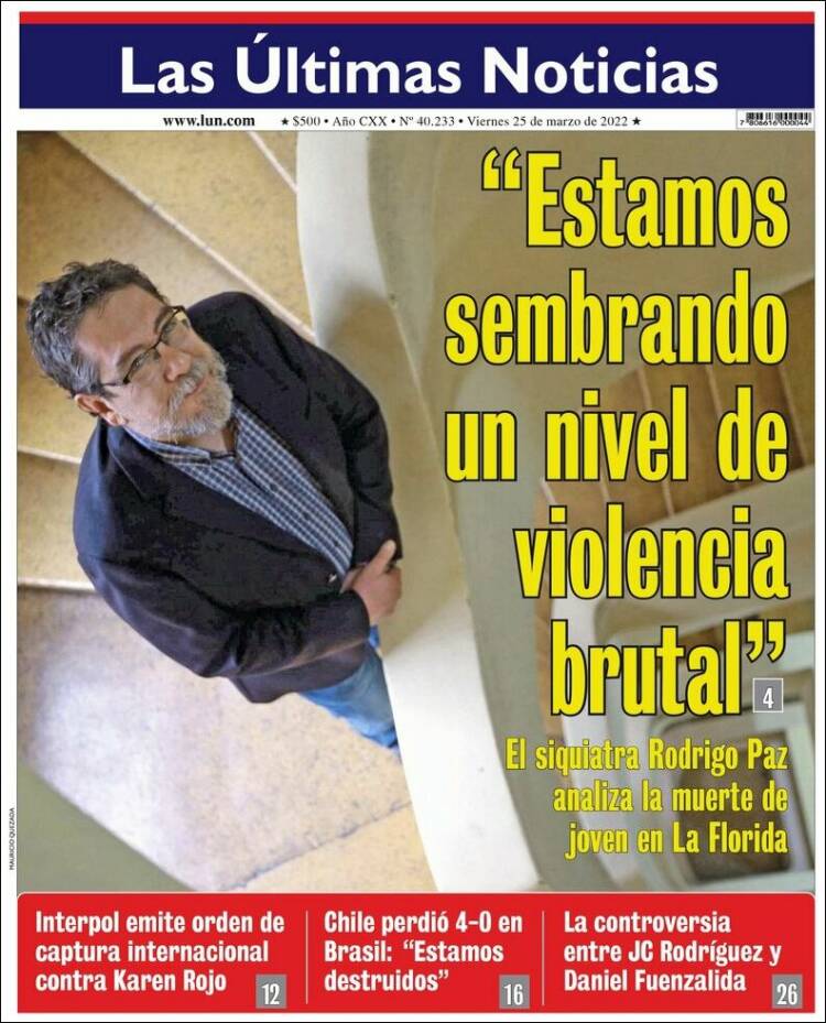 Portada de Las Últimas Noticias (Chile)