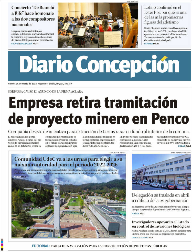 Portada de Diario de Concepción (Chile)