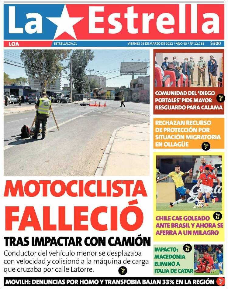 Portada de La Estrella de Loa (Chile)