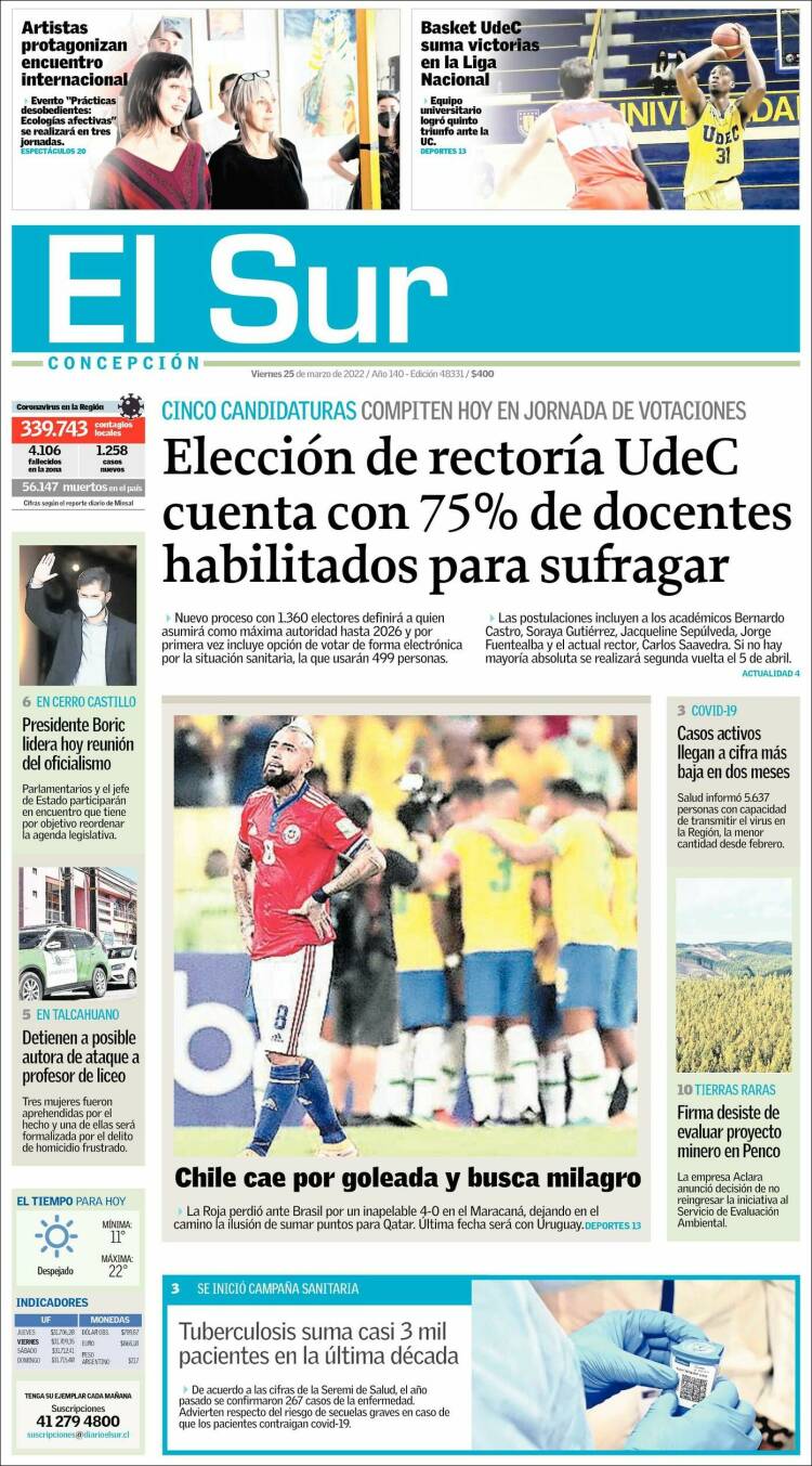 Portada de El Sur (Chile)