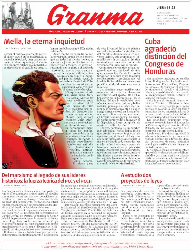 Portada de Granma (Cuba)