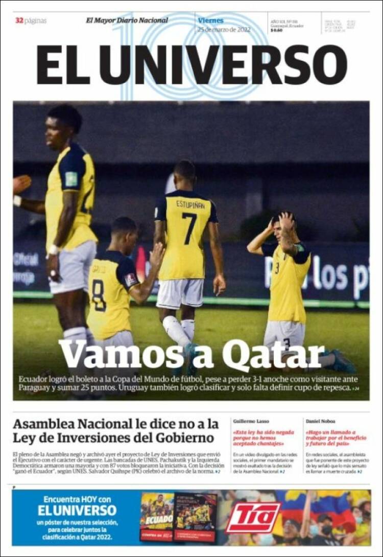 Portada de El Universo - Ecuador (Ecuador)