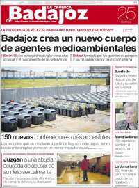 Portada de La Crónica de Badajoz (España)