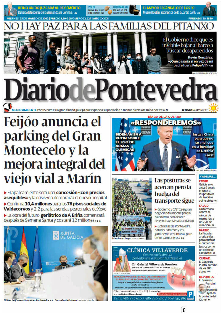 Portada de Diario de Pontevedra (España)