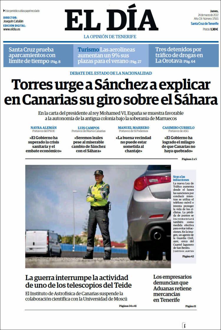 Portada de El Día (Espa&ntilde;a)