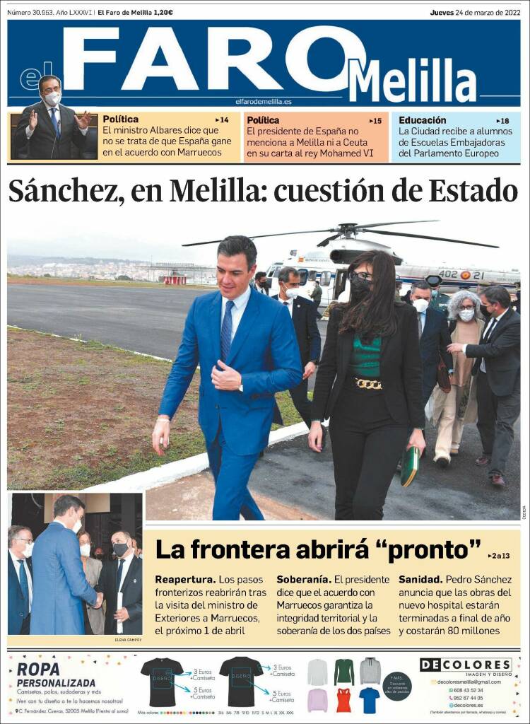Portada de El Faro de Melilla (Espa&ntilde;a)