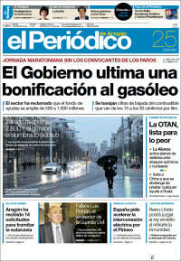 Portada de El Periódico de Aragón (España)