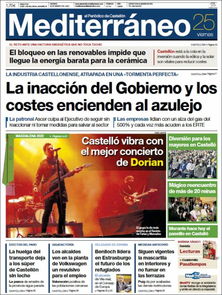 Portada de El Periódico Mediterraneo (Espa&ntilde;a)