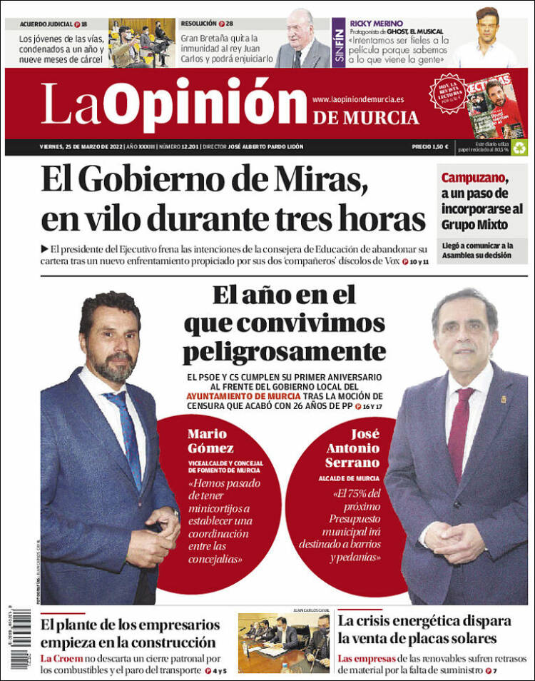 Portada de La Opinión de Murcia (Espa&ntilde;a)