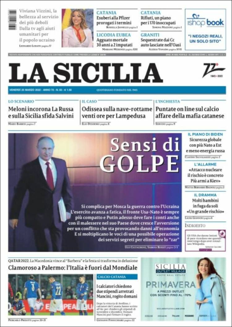 Portada de La Sicilia (Italia)