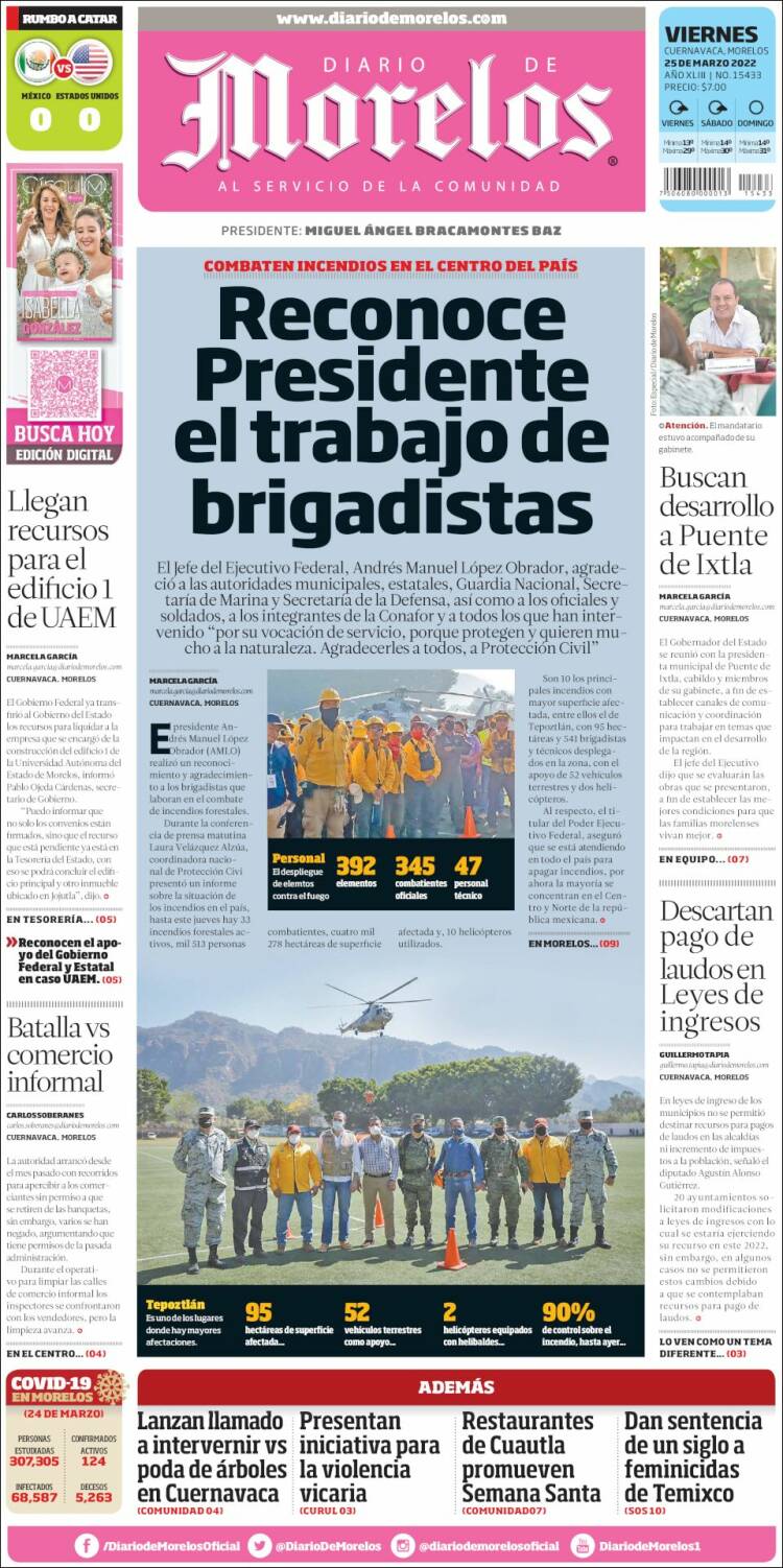 Portada de Diario de Morelos (México)