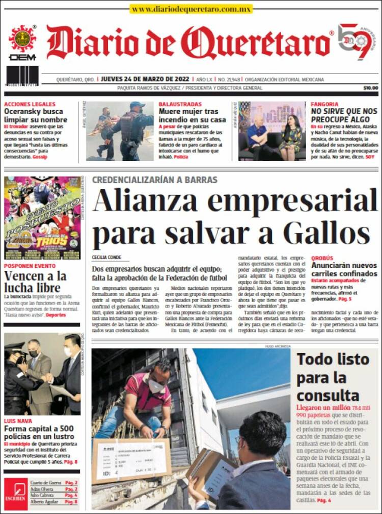 Portada de Diario de Querétaro (México)