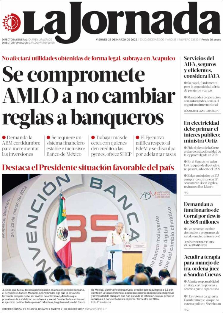 Portada de La Jornada (México)