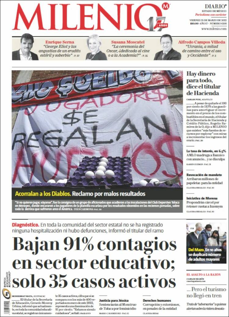 Portada de Milenio - Estado de México (México)
