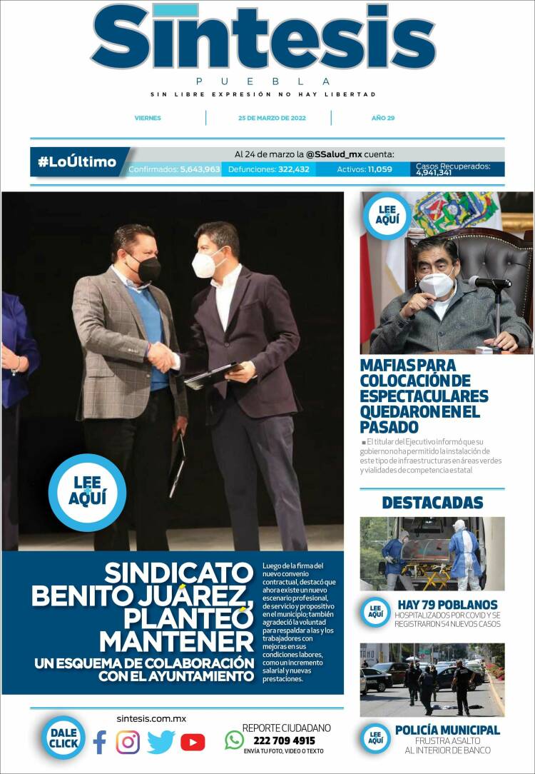 Portada de Síntesis - Puebla (México)