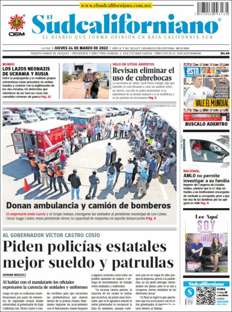 Portada de El Sudcaliforniano (México)