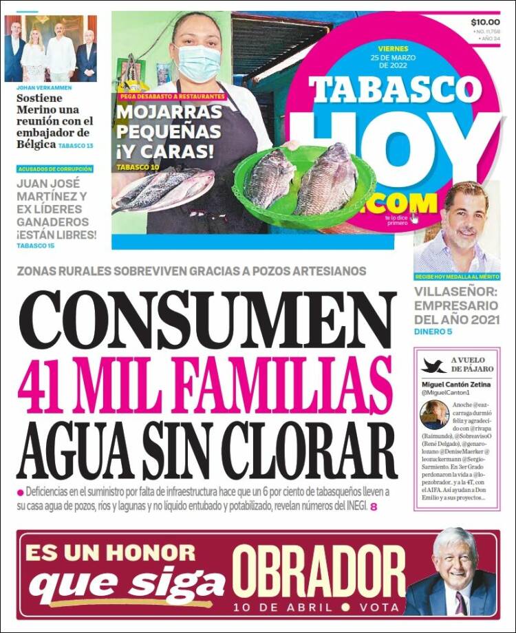 Portada de Tabasco Hoy (México)