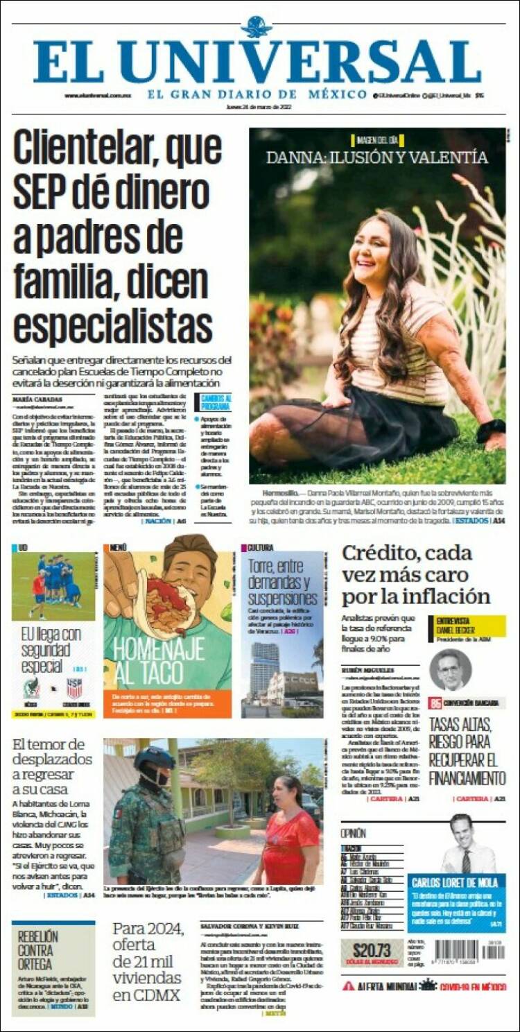 Portada de El Universal (México)