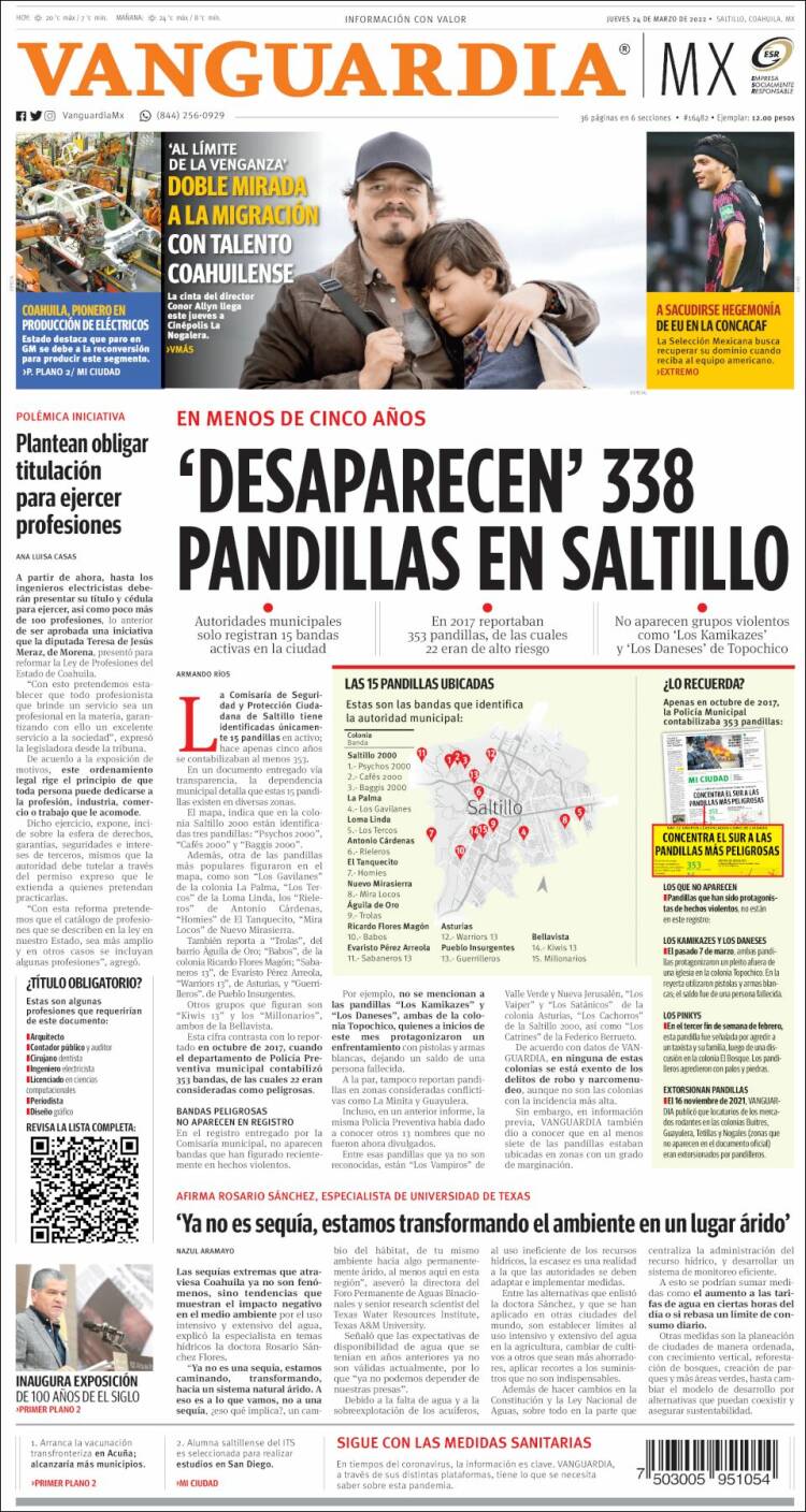 Portada de Vanguardia (México)