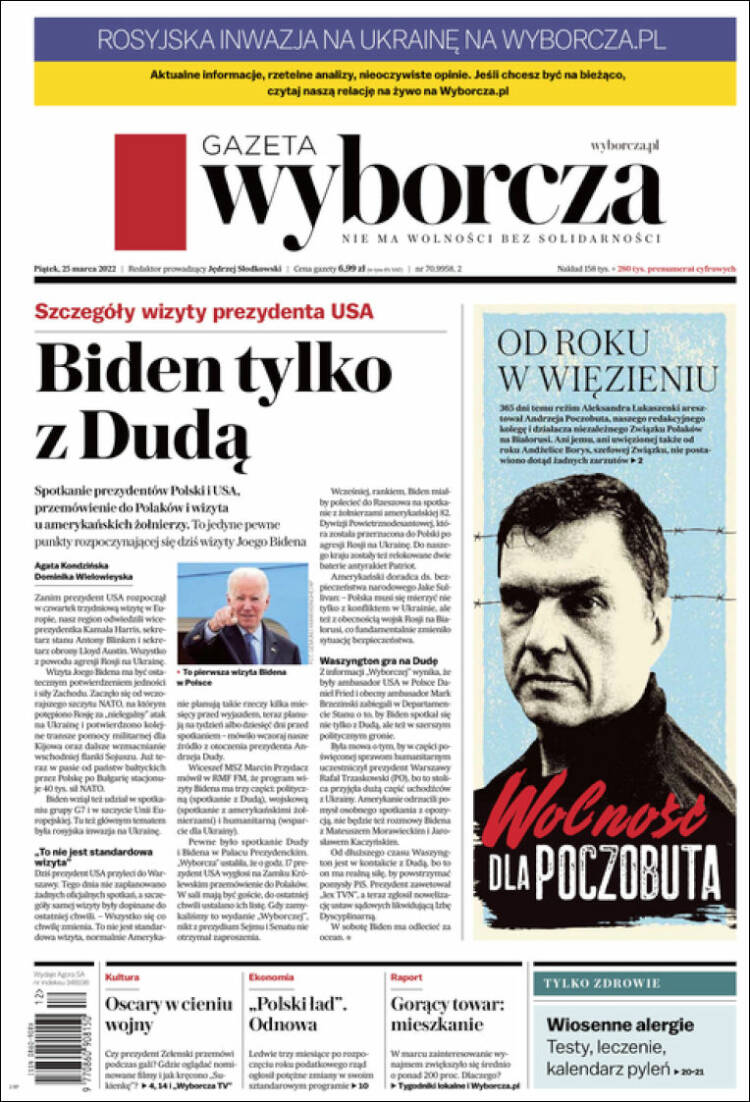 Portada de Gazeta Wyborcza (Polonia)