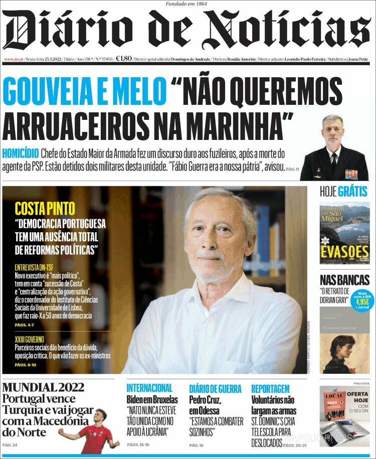 Portada de Diário de Noticias (Portugal)