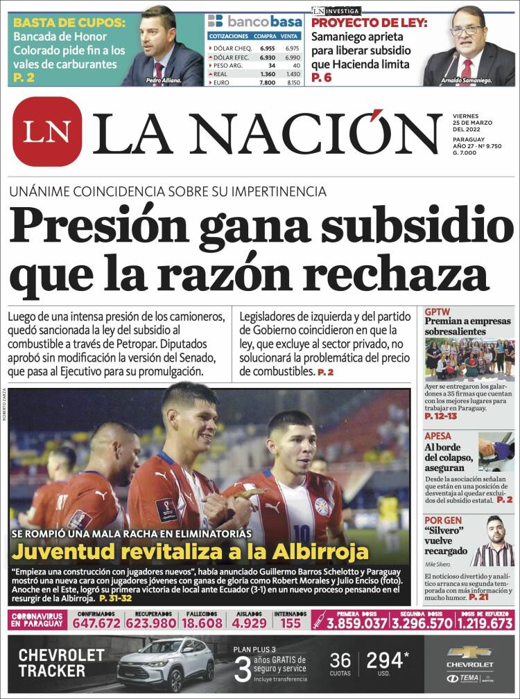 Portada de La Nación (Paraguay)