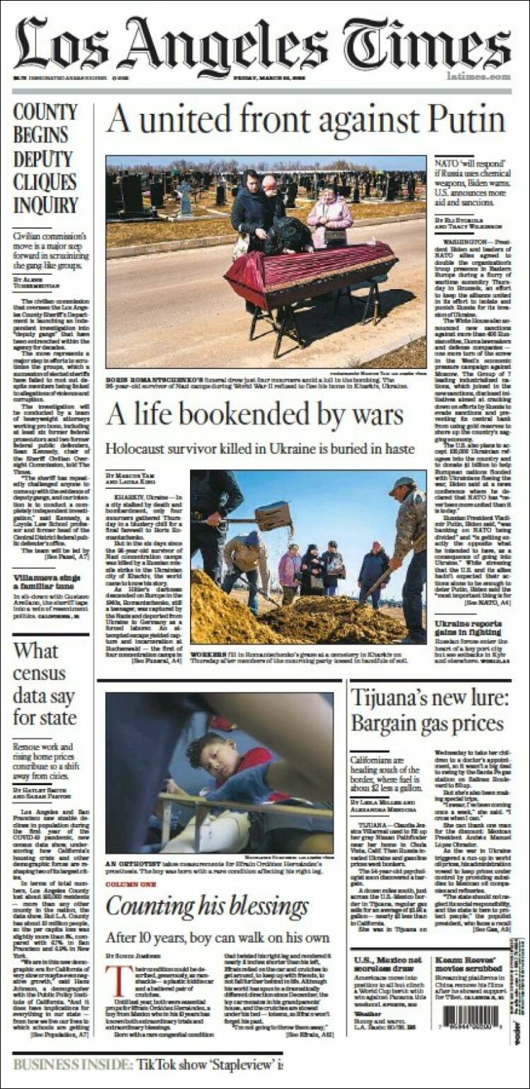 Portada de Los Angeles Times (USA)