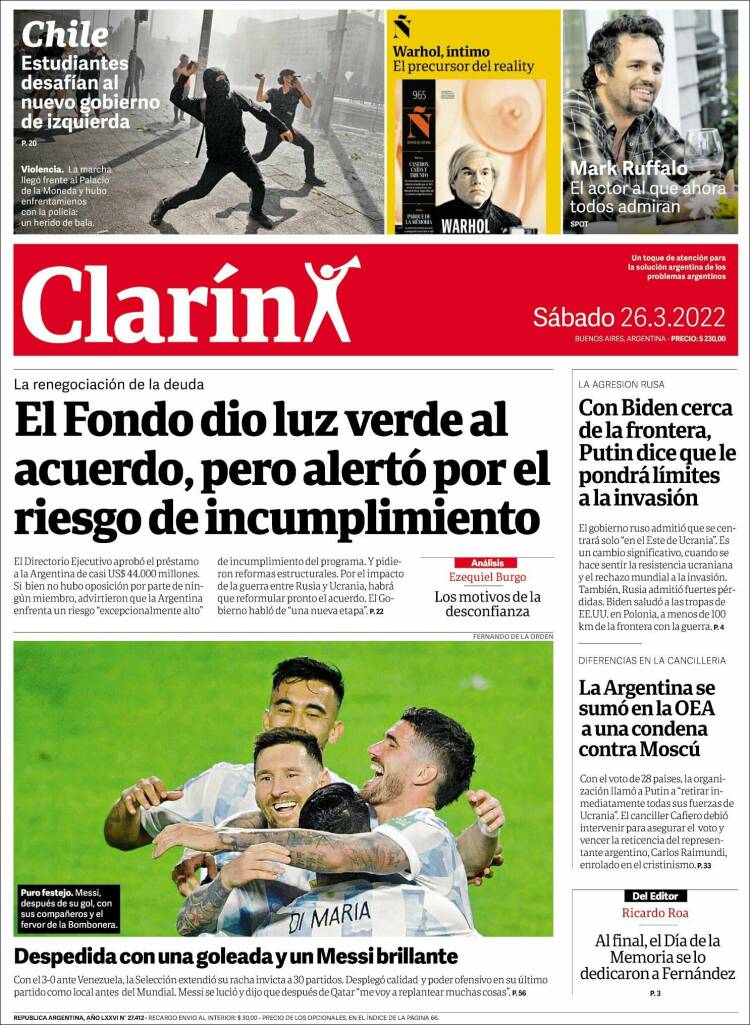 Portada de Clarín (Argentina)