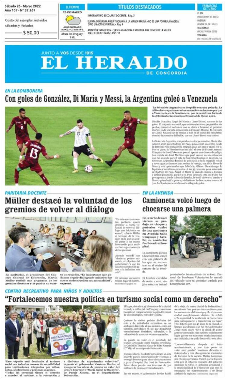 Portada de El Heraldo de Concordia (Argentina)