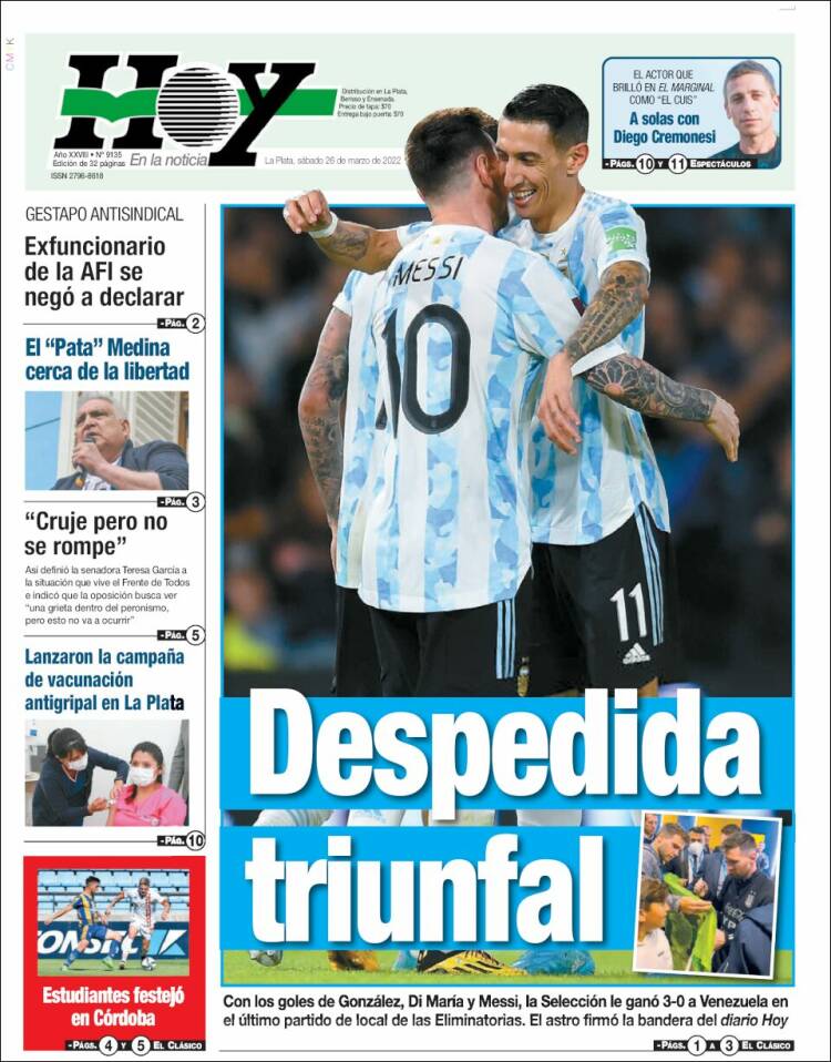 Portada de Diario Hoy (Argentina)