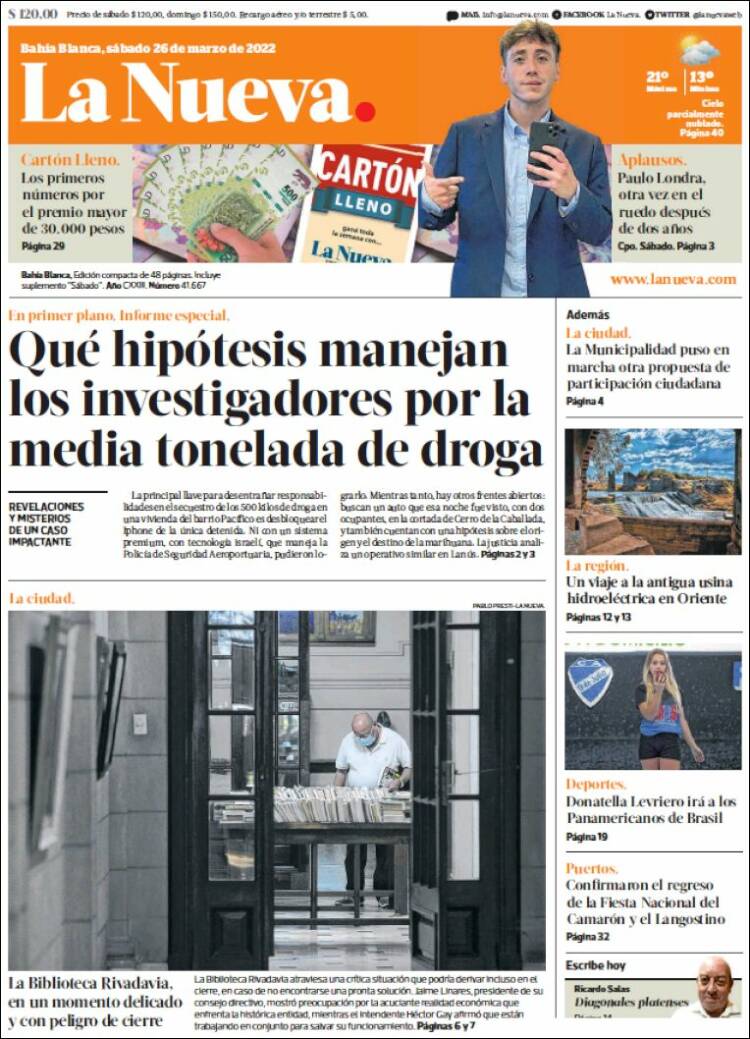 Portada de La Nueva Provincia (Argentina)