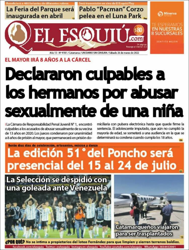 Portada de El Esquiu (Argentina)