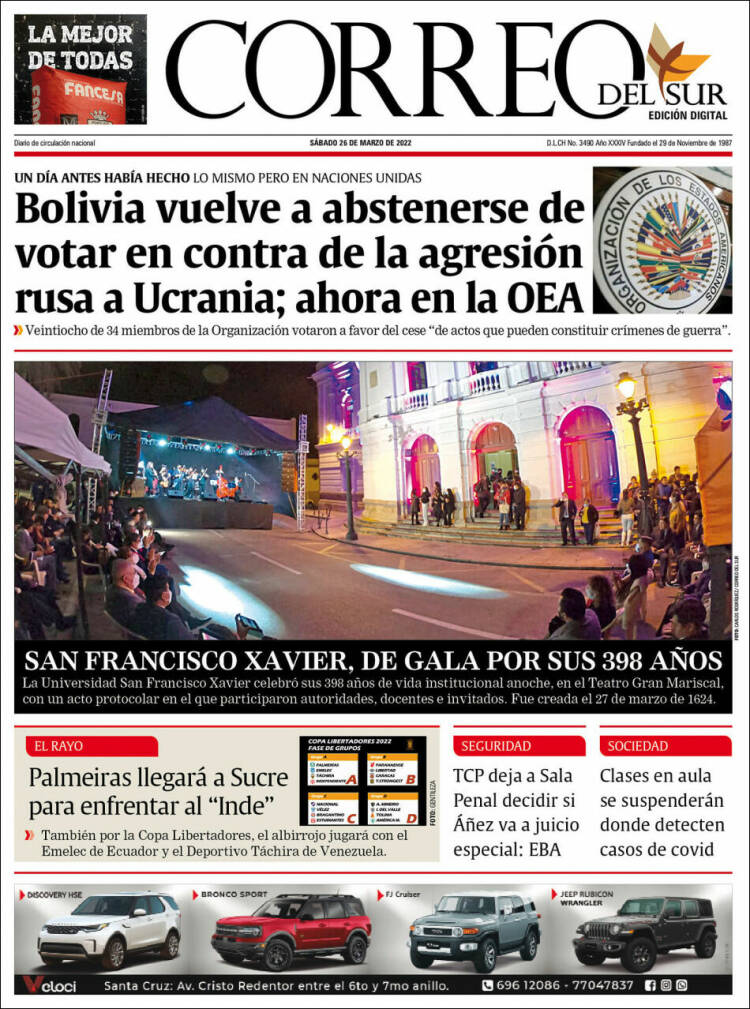 Portada de Correo Sur (Bolivia)