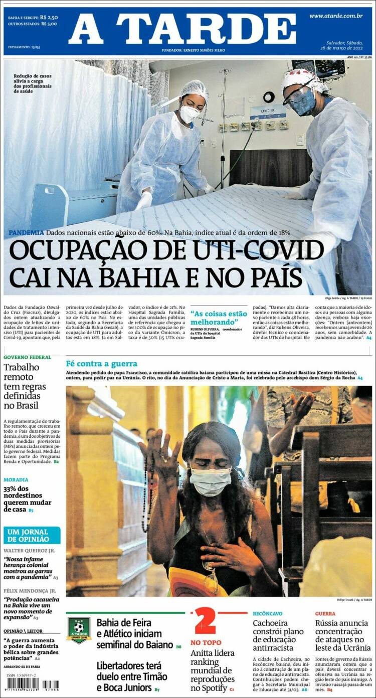 Portada de Diário A Tarde (Brasil)