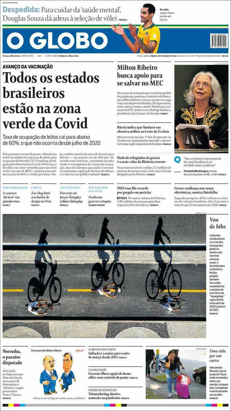 Portada de O Globo (Brasil)