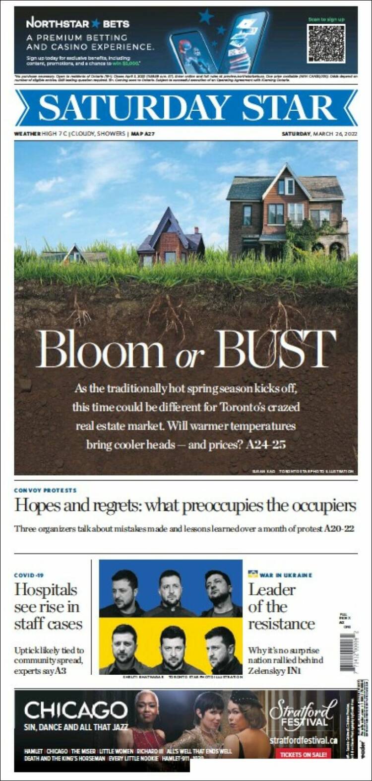 Portada de The Toronto Star (Canadá)