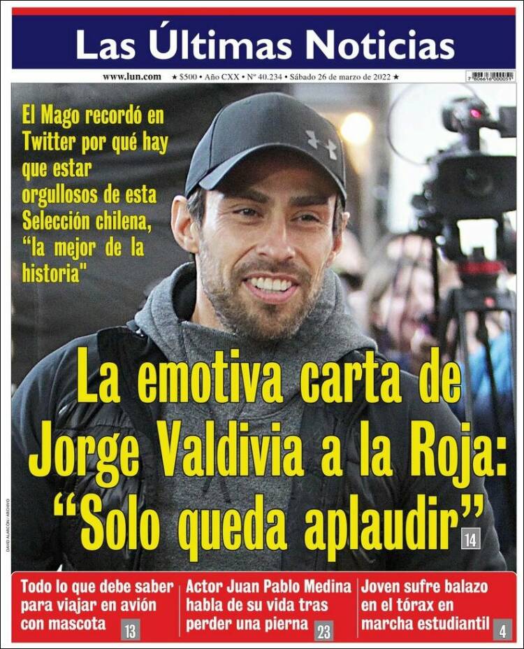 Portada de Las Últimas Noticias (Chile)