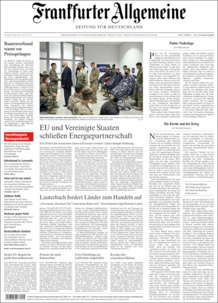 Portada de Frankfurter Allgemeine (Alemania)