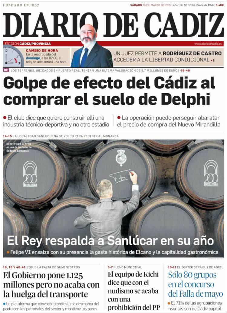 Portada de Diario de Cádiz (Spain)