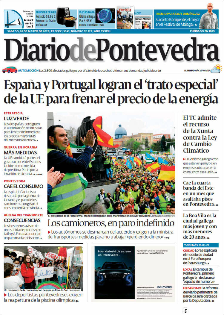 Portada de Diario de Pontevedra (España)