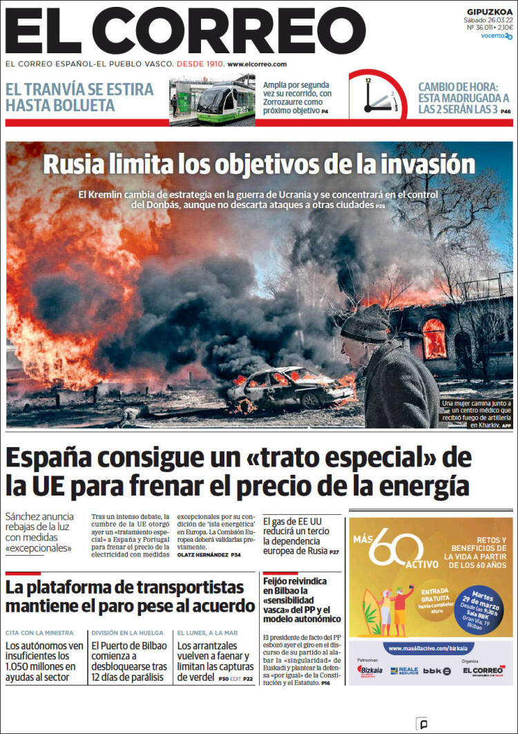 Portada de El Correo - Guipuzcoa (España)